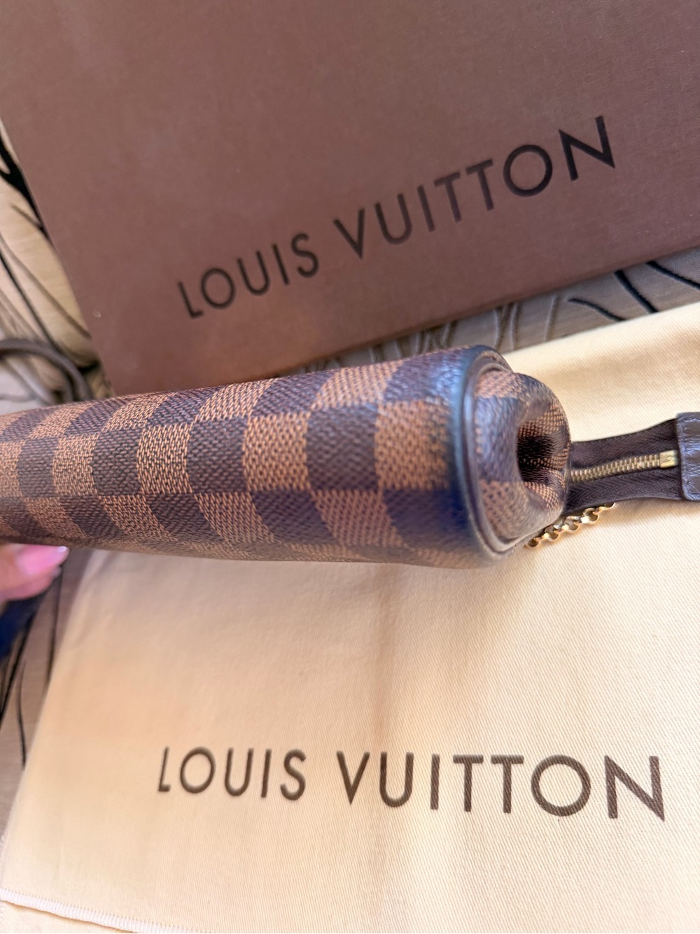 Louis Vuitton Eva Damier Ebene Brown Crossbody Chain Clutch Bag -original owner - Picture 6 of 12